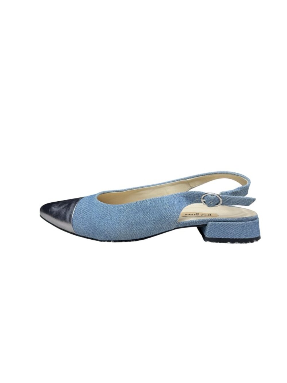 NWOB $389 Paul Green Ynez Slingback Shoes Denim/Metallic Pointed Cap Toe US 6 - Picture 2 of 9